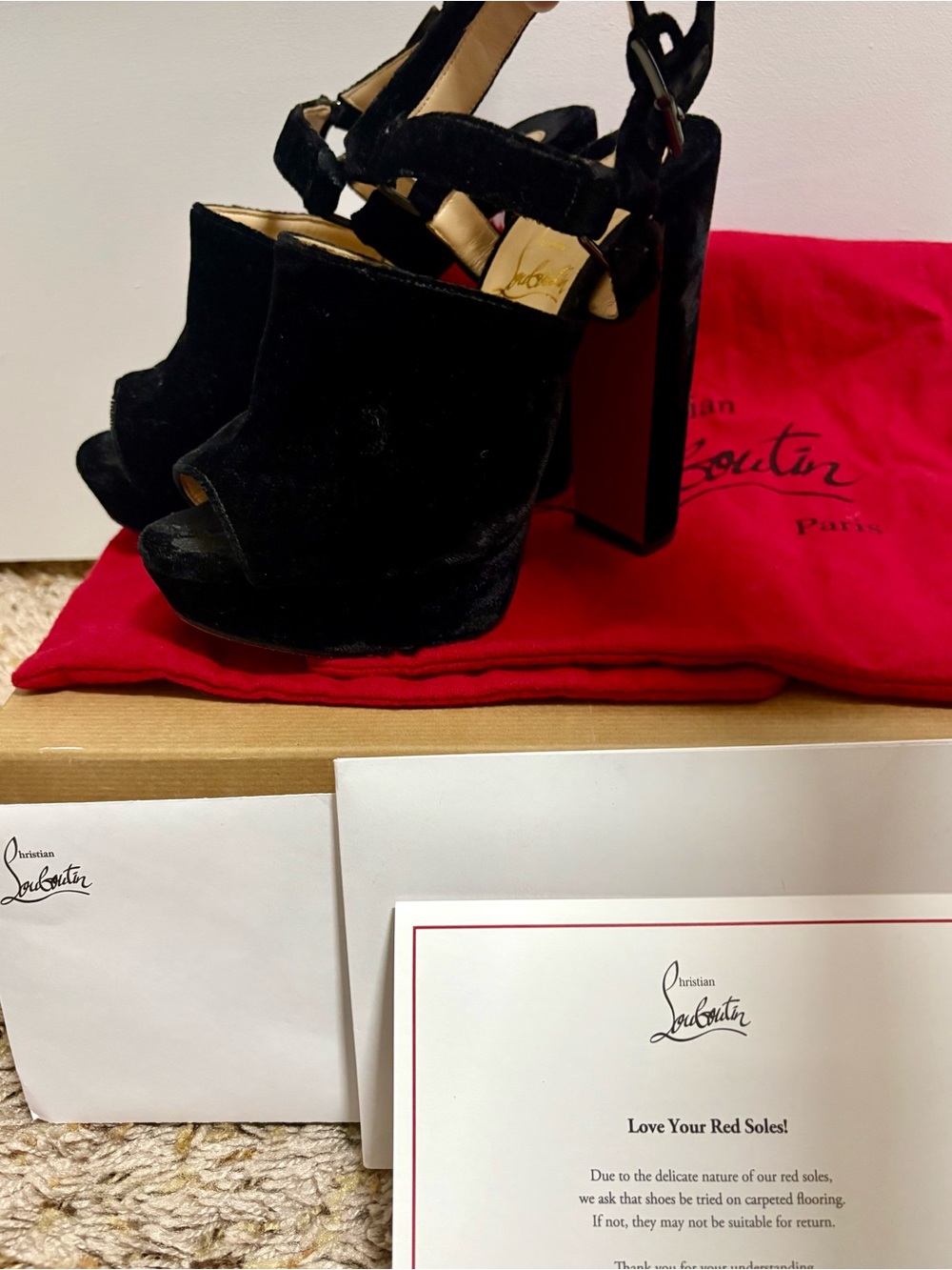 Christian Louboutin Tamila 140 | Velvet Platform Heels | sz 36.5 - Picture 6 of 8